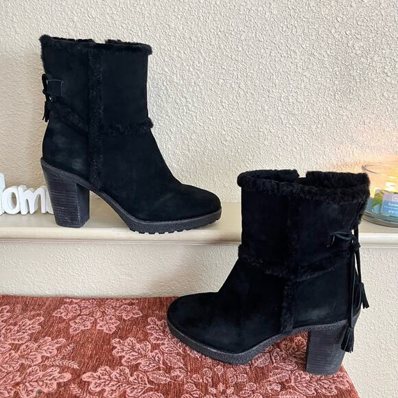 Frye Jen Shearling Short Waterproof Winter Boots Size 9 Black - Picture 2 of 15